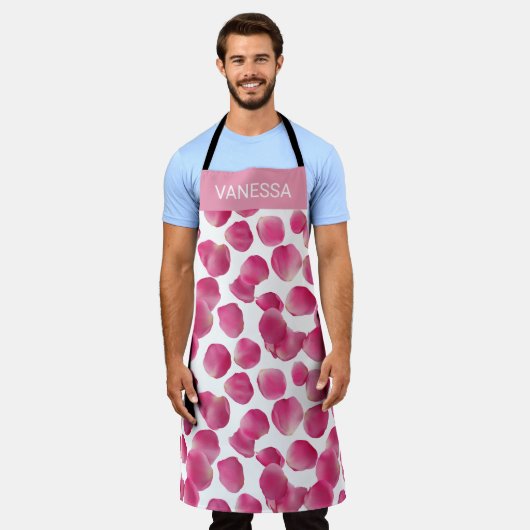 Custom Pink Rose Petals Pattern Schort (Gedragen)