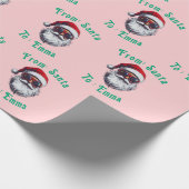  Custom Pink Santa Name Gift Wrap, From Santa Gift Cadeaupapier (Hoek)