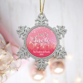 Custom Pink Snowy Forest Vrolijk kerstfeest Keramische Bal Ornament