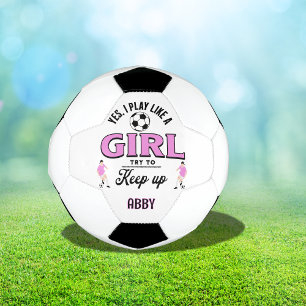 Custom Pink "Speel als een meisje" grappig citaat Voetbal