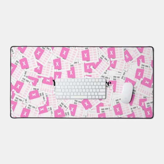 Custom Pink Spreadsheet Pattern Desk Mat (Keyboard & Muis)