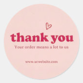 Custom Pink Thank You Business Sticker  (Voorkant)