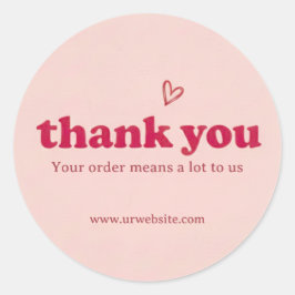 Custom Pink Thank You Business Sticker 