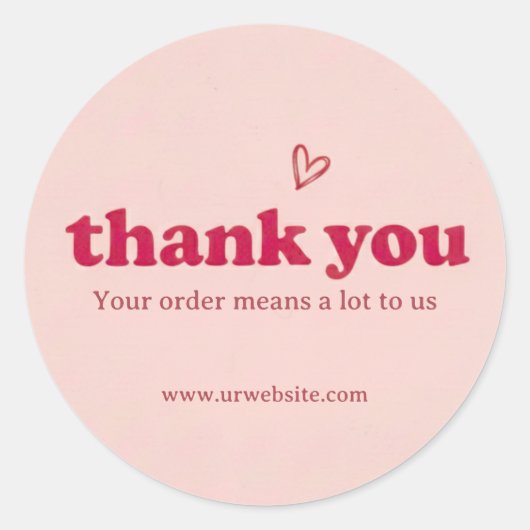 Custom Pink Thank You Business Sticker  (Voorkant)