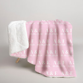 Custom Pink Wedding Blanket for Bride & Groom Gift Sherpa Deken