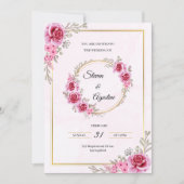 Custom Pink Wedding Invitation | Editable Kaart (Voorkant)