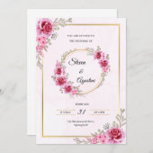 Custom Pink Wedding Invitation | Editable Kaart (Voorkant / Achterkant)
