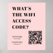 Custom Pink WiFi QR | Personalized Password Poster (Voorkant)