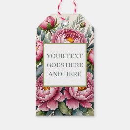 custom pioen roze waterverf bloemen roos Gift Labe Cadeaulabel