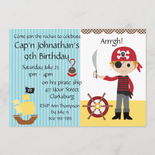 Custom Pirate Boy Birthday Party Kaart