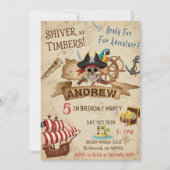 Custom Pirate Party Birthday Card Invitation  Kaart (Voorkant)