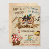 Custom Pirate Party Birthday Card Invitation  Kaart (Voorkant / Achterkant)