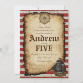 Custom Pirate Skull Treasure Map Ahoy Birthday Kaart (Voorkant)