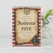 Custom Pirate Skull Treasure Map Ahoy Birthday Kaart (Staand voorkant)