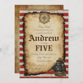 Custom Pirate Skull Treasure Map Ahoy Birthday Kaart (Voorkant / Achterkant)