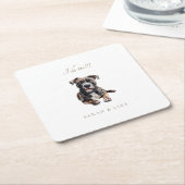 Custom Pit Bull Pet Wedding Kartonnen Onderzetters (Schuin)