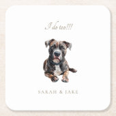 Custom Pit Bull Pet Wedding Kartonnen Onderzetters (Voorkant)