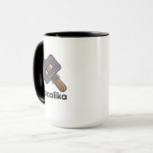 Custom Pixel Hammer Logo Mug – Editable Text Mok (Voorkant links)