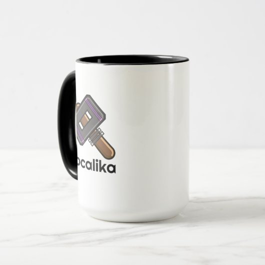 Custom Pixel Hammer Logo Mug – Editable Text Mok (Voorkant links)