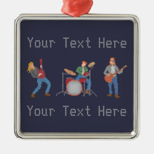 Custom Pixel Rock Band Metalen Ornament