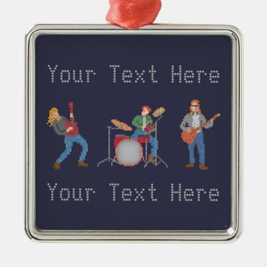 Custom Pixel Rock Band Metalen Ornament (Voorkant)