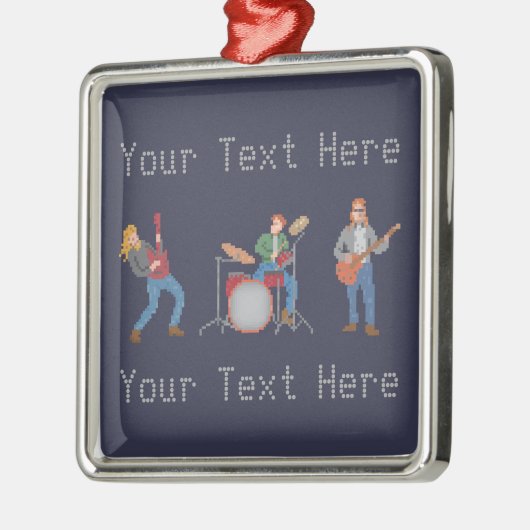 Custom Pixel Rock Band Metalen Ornament (Links)