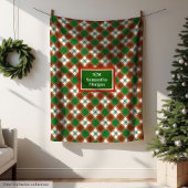 Custom Plaid Blanket Red and Pastel Green Holiday Fleece Deken