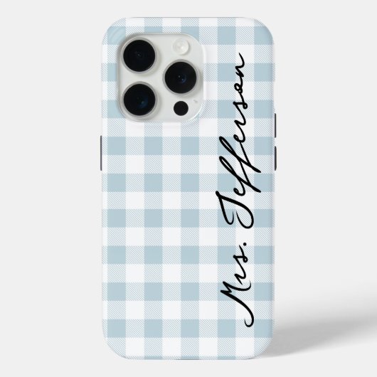 Custom Plaid Mr & Mrs iPhone Case Gift for Wife (Achterkant)