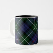 Custom Plaid Paarse Groene MacKenzie Tartan Tweekleurige Koffiemok (Voorkant links)