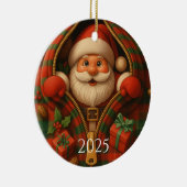 Custom Plaid Santa Claus Christmas Design Keramisch Ornament (Rechts)