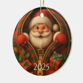 Custom Plaid Santa Claus Christmas Design Keramisch Ornament (Links)