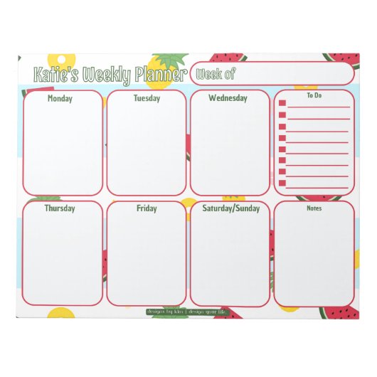 Custom Planner | ananas watermeloen patroon Notitieblok (Voorkant)