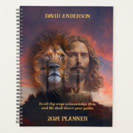 Custom Planner Jesus Lion Sunset Cross Achtergrond