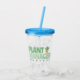 Custom Plant Manager Naam Cactus Plant Groen Zwart Acryl Drinkbeker