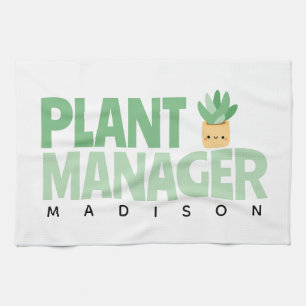 Custom Plant Manager Naam Cactus Plant Groen Zwart Theedoek