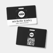 Custom plastic name badge logo QR code ID badge (Voor- en achterkant)