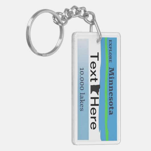 Custom plate keyring, Minnesota license plate key Sleutelhanger (Voorkant Links)