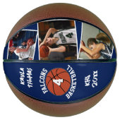 Custom Player Foto, Nummer en Team Navy Blauw Basketbal (Voorkant)