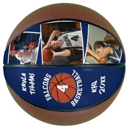 Custom Player Foto, Nummer en Team Navy Blauw Basketbal