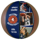 Custom Player Foto, Nummer en Team Navy Blauw Basketbal (Verticaal)