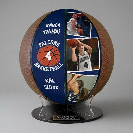 Custom Player Foto, Nummer en Team Navy Blauw Basketbal