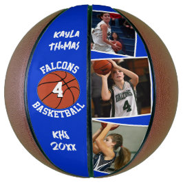 Custom Player Foto's Team Naam en Nummer Blauw Basketbal
