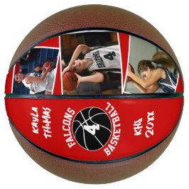 Custom Player Foto's Team Naam en Nummer Rood Basketbal