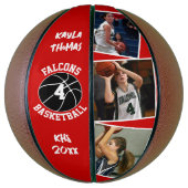 Custom Player Foto's Team Naam en Nummer Rood Basketbal (Verticaal)