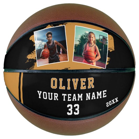 Custom Player's Name Number Team 2 Photo Basketbal (Voorkant)