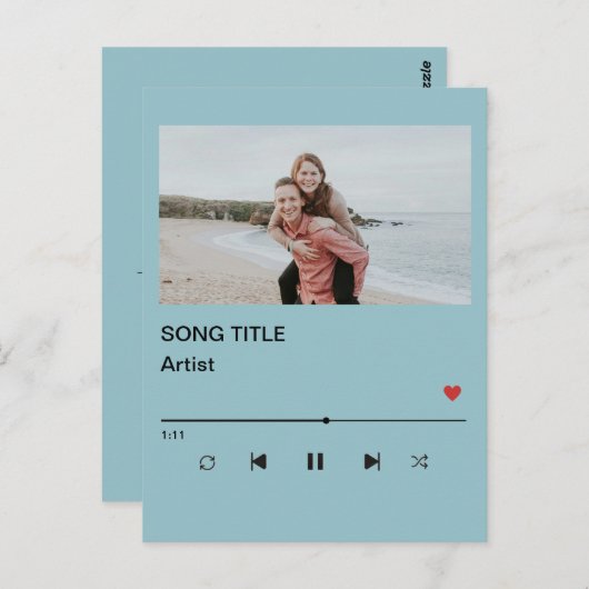 Custom Playlist Photo and Song QR Code PostCard  Briefkaart (Voorkant / Achterkant)