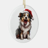 Custom Plezier Australische Herder Christmas Dog Keramisch Ornament (Rechts)