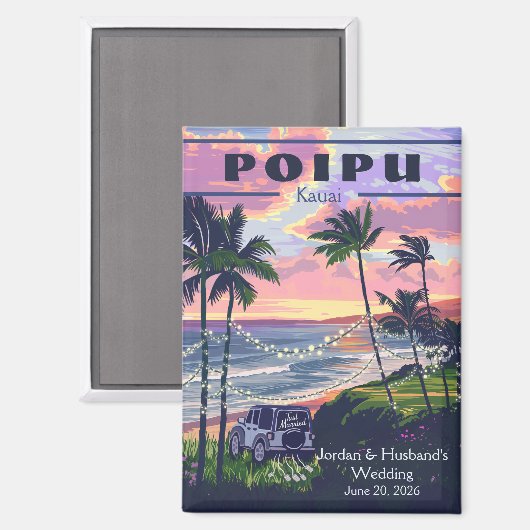 Custom Poipu Kauai Wedding  2 Magnet (Voorkant / Achterkant)