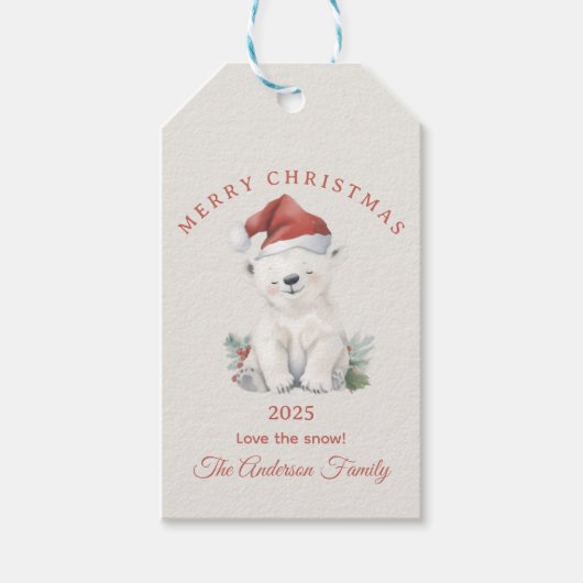 Custom Polar beer waterverf Christmas vibe cadeau Cadeaulabel (Voorkant)