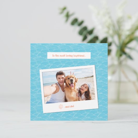 Custom Polaroid Style Photo Card for Boyfriend Feestdagenkaart (Staand voorkant)